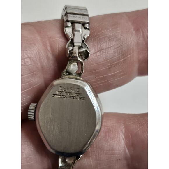 Vintage Ladies Benrus 17 Jewel 2 Diamonds Cocktail Mechanical Wind Watch - Picture 12 of 15